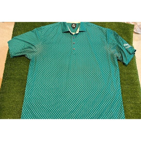 Footjoy polo mens XL green white lightweight breathable palm tree stretch K - Picture 6 of 13